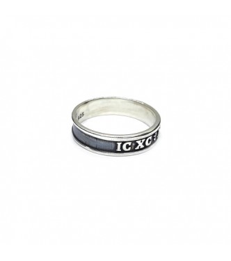 R002463 Sterling Silver Religious Ring Solid 925 6mm Wide Band IC XC NI KA Handmade